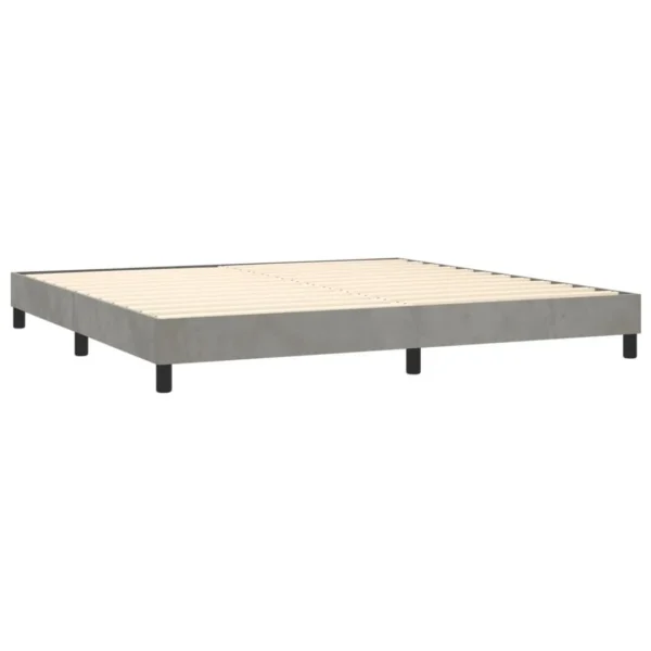 VidaXL Sommier Tapissier Matelas Et LED Gris Clair 200×200 Cm Velours belle 5
