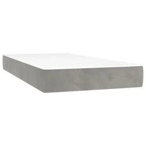 VidaXL Sommier Tapissier Matelas Et LED Gris Clair 200×200 Cm Velours belle 15