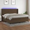 en ligne VidaXL Sommier Tapissier Matelas Et LED Marron Foncé 200×200 Cm Tissu 19