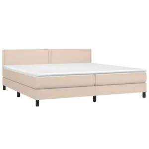 VidaXL Sommier Tapissier Matelas LED Cappuccino 200×200 Cm Similicuir en ligne 9