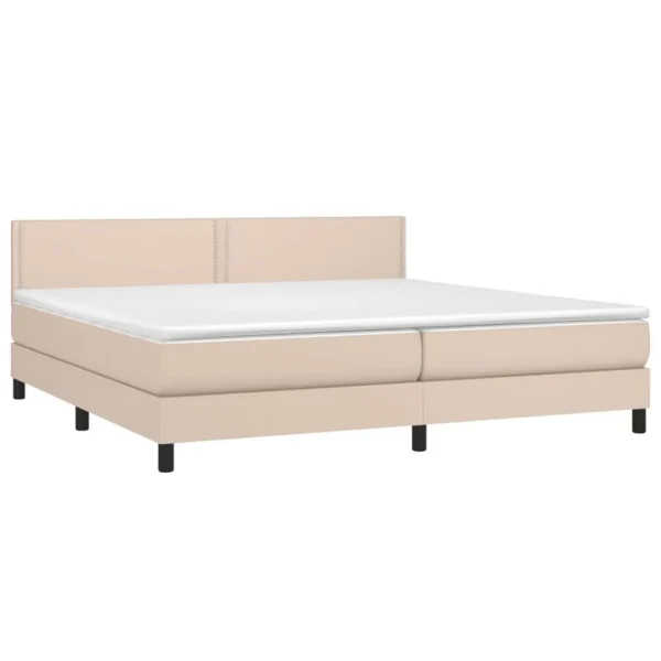 VidaXL Sommier Tapissier Matelas LED Cappuccino 200×200 Cm Similicuir en ligne 3