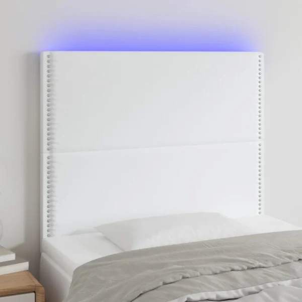 Réductions VidaXL Tête De Lit à LED Blanc 100x5x118/128 Cm Similicuir 1
