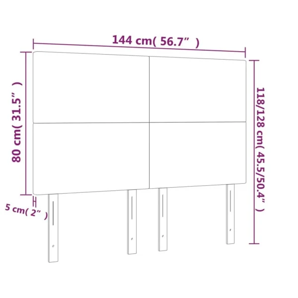 boutique en ligne VidaXL Tête De Lit à LED Blanc 144x5x118/128 Cm Similicuir 6
