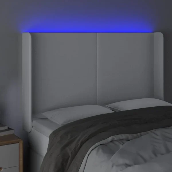 VidaXL Tête De Lit à LED Blanc 147x16x118/128 Cm Similicuir boutique en ligne 4
