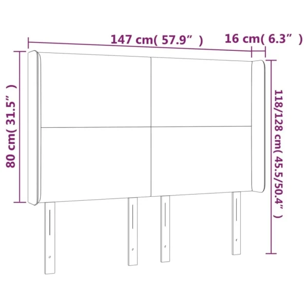 VidaXL Tête De Lit à LED Blanc 147x16x118/128 Cm Similicuir boutique en ligne 6