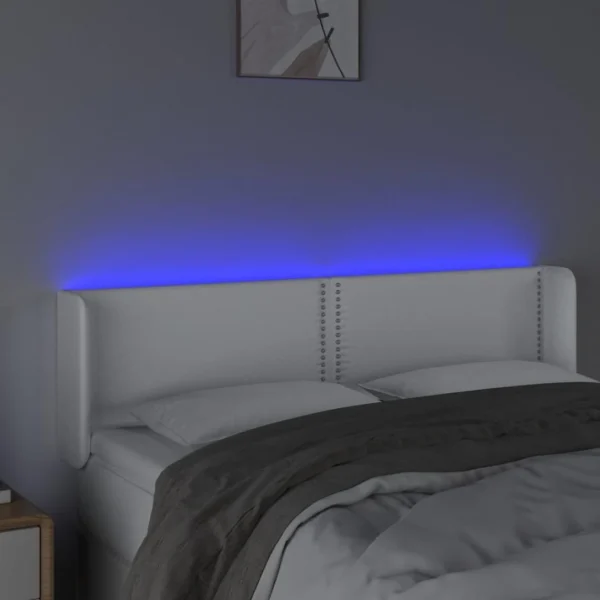 VidaXL Tête De Lit à LED Blanc 147x16x78/88 Cm Similicuir vente en ligne pas cher 4
