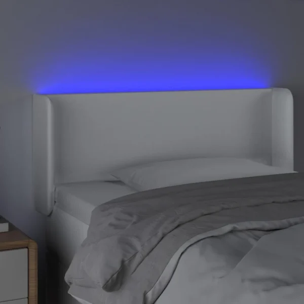 Livraison rapide VidaXL Tête De Lit à LED Blanc 83x16x78/88 Cm Similicuir 4