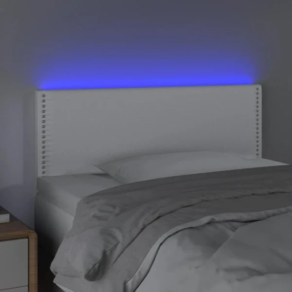 VidaXL Tête De Lit à LED Blanc 90x5x78/88 Cm Similicuir meilleur cadeau 3