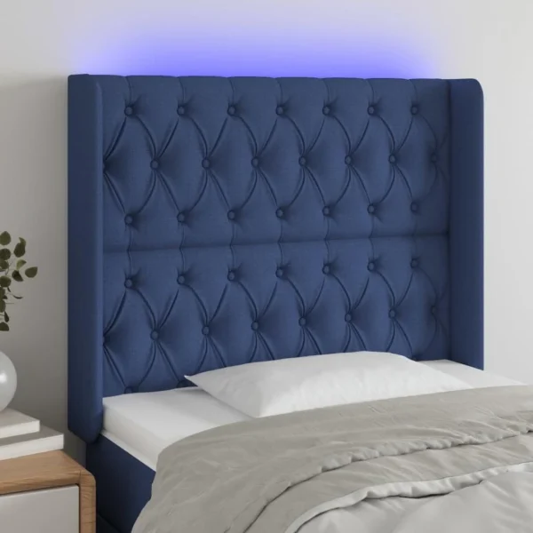 belle VidaXL Tête De Lit à LED Bleu 103x16x118/128 Cm Tissu 1