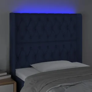 belle VidaXL Tête De Lit à LED Bleu 103x16x118/128 Cm Tissu 11