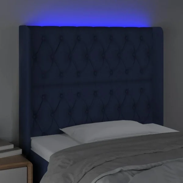 belle VidaXL Tête De Lit à LED Bleu 103x16x118/128 Cm Tissu 4