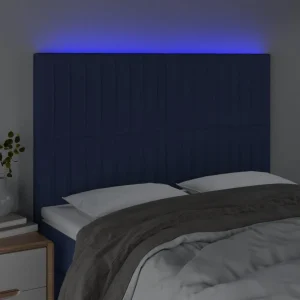 VidaXL Tête De Lit à LED Bleu 144x5x118/128 Cm Tissu grande qualité 9