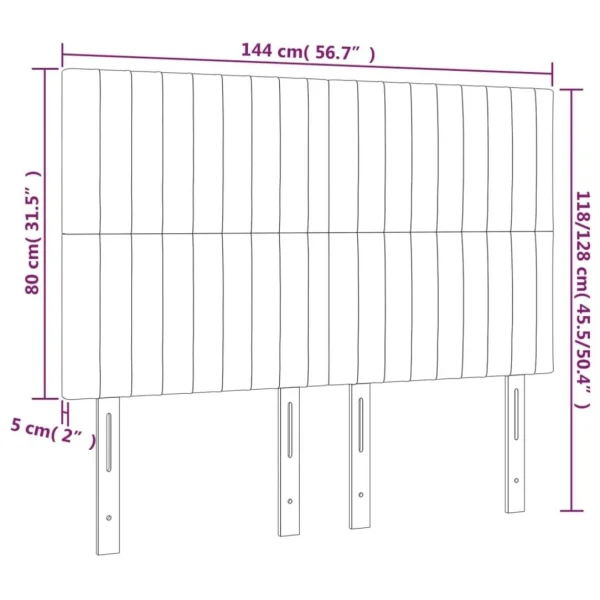 VidaXL Tête De Lit à LED Bleu 144x5x118/128 Cm Tissu grande qualité 6