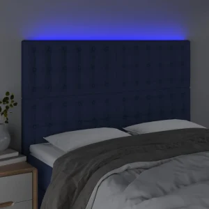 mode pas cher VidaXL Tête De Lit à LED Bleu 144x5x118/128 Cm Tissu 9