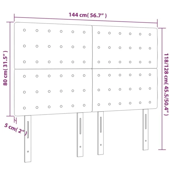 mode pas cher VidaXL Tête De Lit à LED Bleu 144x5x118/128 Cm Tissu 6