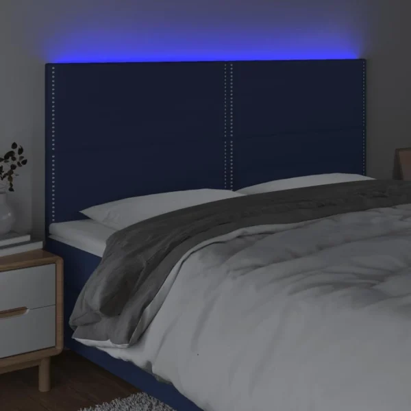 VidaXL Tête De Lit à LED Bleu 160x5x118/128 Cm Tissu magasin en ligne france 3