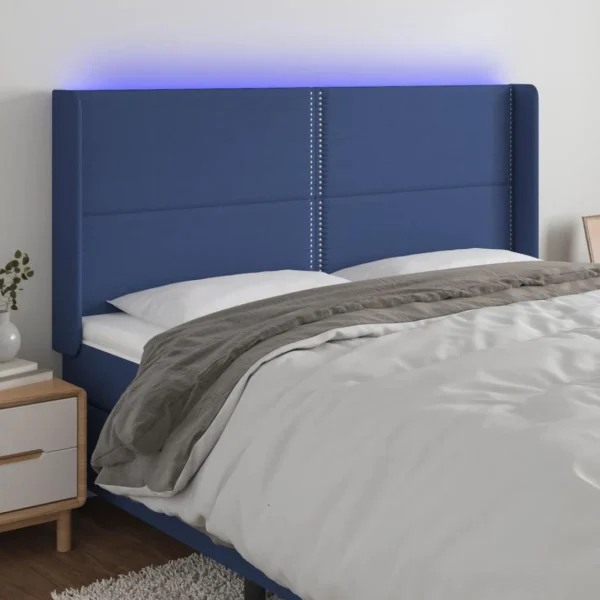 Satisfait ou Remboursé VidaXL Tête De Lit à LED Bleu 163x16x118/128 Cm Tissu 1