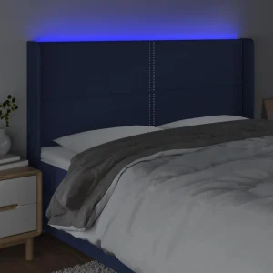 Satisfait ou Remboursé VidaXL Tête De Lit à LED Bleu 163x16x118/128 Cm Tissu 11