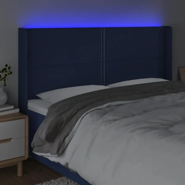 Satisfait ou Remboursé VidaXL Tête De Lit à LED Bleu 163x16x118/128 Cm Tissu 4