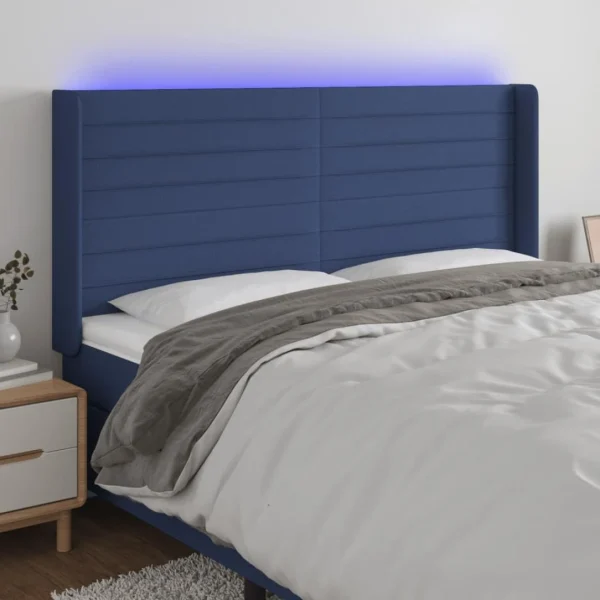 VidaXL Tête De Lit à LED Bleu 203x16x118/128 Cm Tissu ultratendance 1
