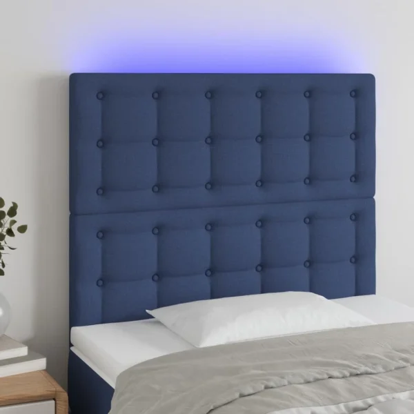VidaXL Tête De Lit à LED Bleu 80x5x118/128 Cm Tissu boutiqued pas cher 1