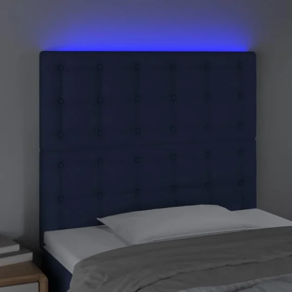 VidaXL Tête De Lit à LED Bleu 80x5x118/128 Cm Tissu boutiqued pas cher 3