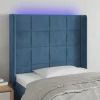 site soldes VidaXL Tête De Lit à LED Bleu Foncé 103x16x118/128 Cm Velours 17