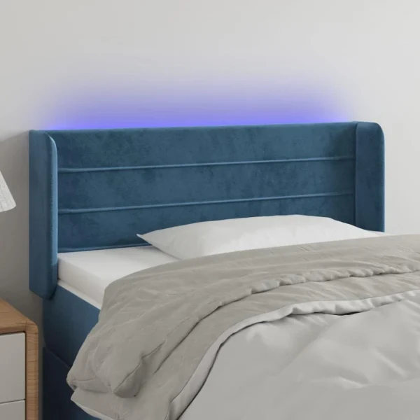 Promotio de vente VidaXL Tête De Lit à LED Bleu Foncé 103x16x78/88 Cm Velours 1