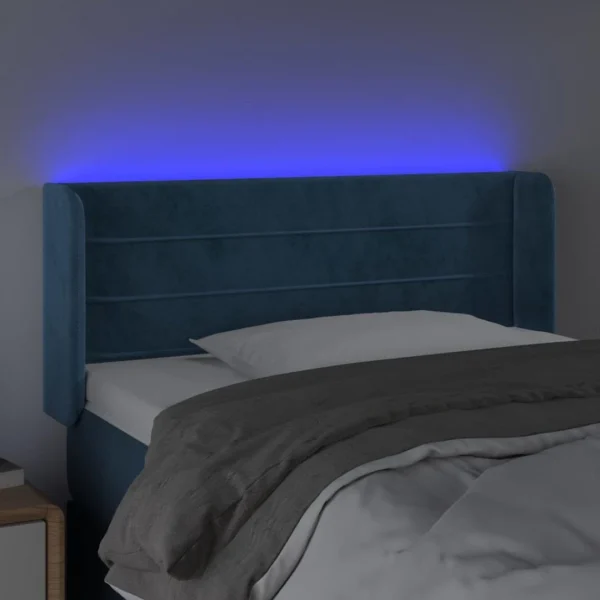 Promotio de vente VidaXL Tête De Lit à LED Bleu Foncé 103x16x78/88 Cm Velours 4
