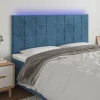 VidaXL Tête De Lit à LED Bleu Foncé 200x5x118/128 Cm Velours garantis authentique 17
