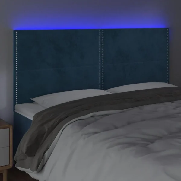 VidaXL Tête De Lit à LED Bleu Foncé 200x5x118/128 Cm Velours REMISE allant jusqu. 3
