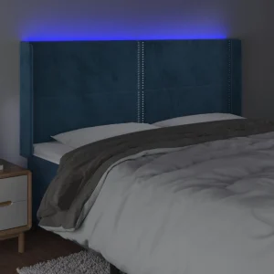 Acheter Maintenant VidaXL Tête De Lit à LED Bleu Foncé 203x16x118/128 Cm Velours 11