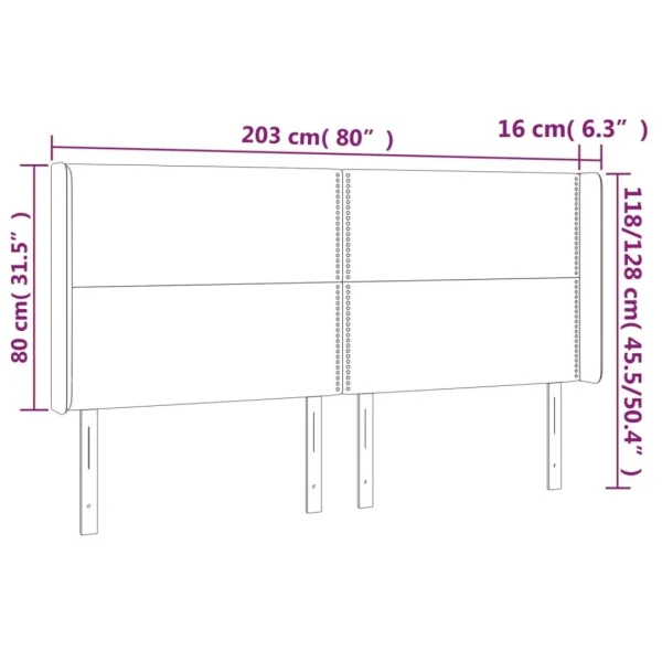 Acheter Maintenant VidaXL Tête De Lit à LED Bleu Foncé 203x16x118/128 Cm Velours 6