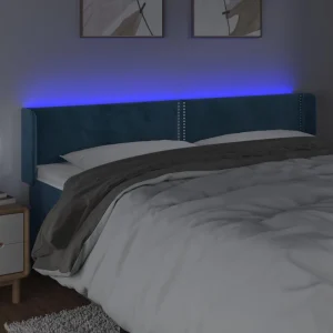 VidaXL Tête De Lit à LED Bleu Foncé 203x16x78/88 Cm Velours Prestation Et Rapide 11