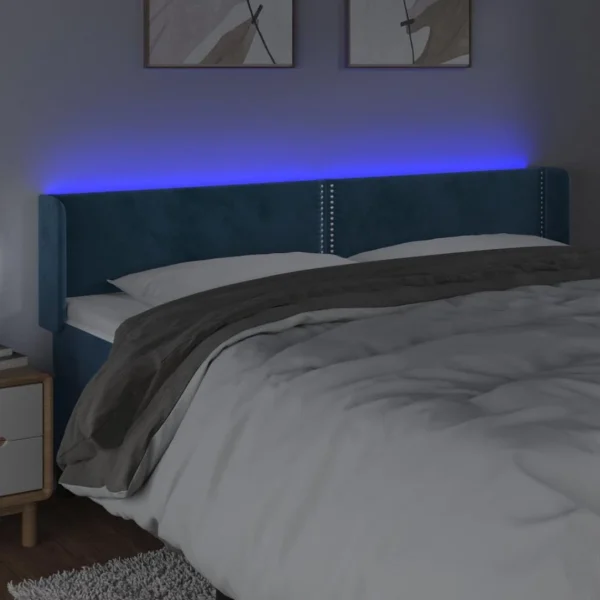 VidaXL Tête De Lit à LED Bleu Foncé 203x16x78/88 Cm Velours Prestation Et Rapide 4