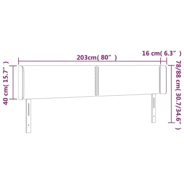 VidaXL Tête De Lit à LED Bleu Foncé 203x16x78/88 Cm Velours Prestation Et Rapide 6