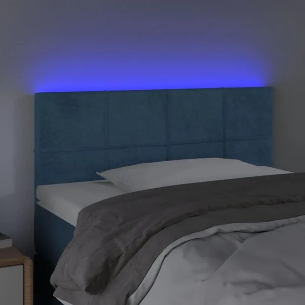 magasin en ligne VidaXL Tête De Lit à LED Bleu Foncé 80x5x78/88 Cm Velours 3