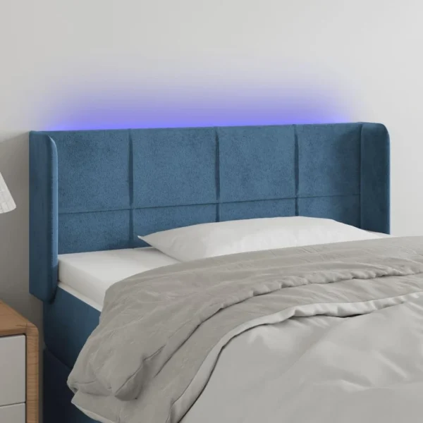 Prestation Et Rapide VidaXL Tête De Lit à LED Bleu Foncé 83x16x78/88 Cm Velours 1