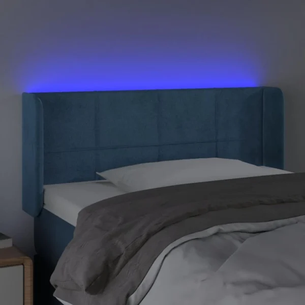 Prestation Et Rapide VidaXL Tête De Lit à LED Bleu Foncé 83x16x78/88 Cm Velours 4