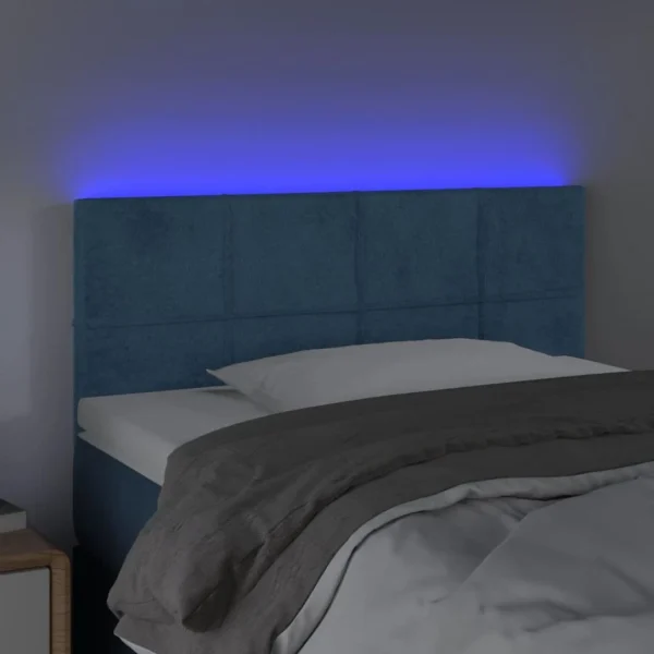 VidaXL Tête De Lit à LED Bleu Foncé 90x5x78/88 Cm Velours Top ventes 3