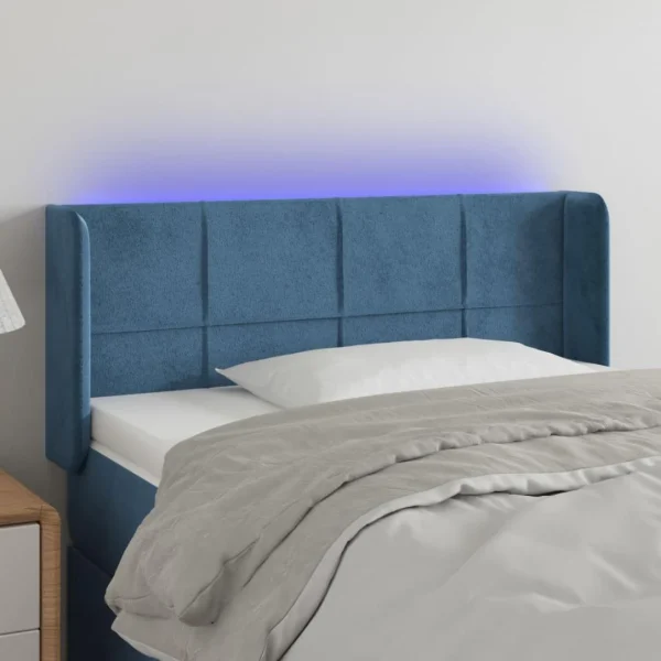 VidaXL Tête De Lit à LED Bleu Foncé 93x16x78/88 Cm Velours prix pas cher 1