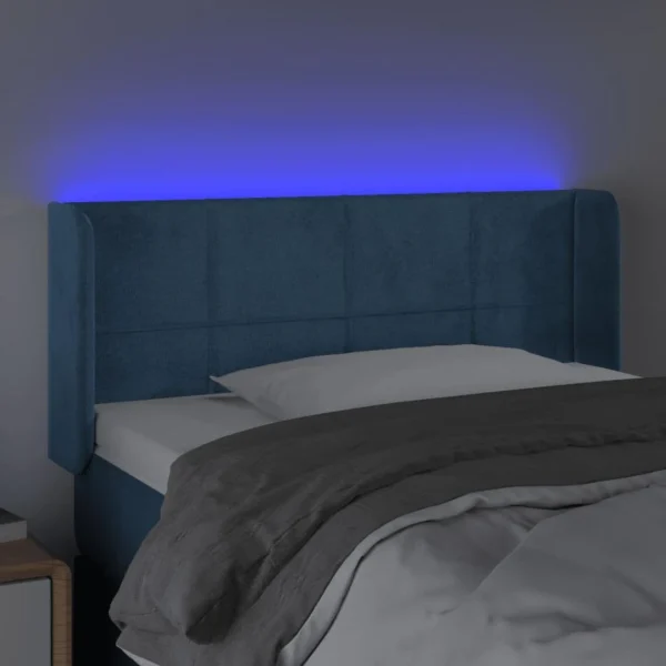 VidaXL Tête De Lit à LED Bleu Foncé 93x16x78/88 Cm Velours prix pas cher 4