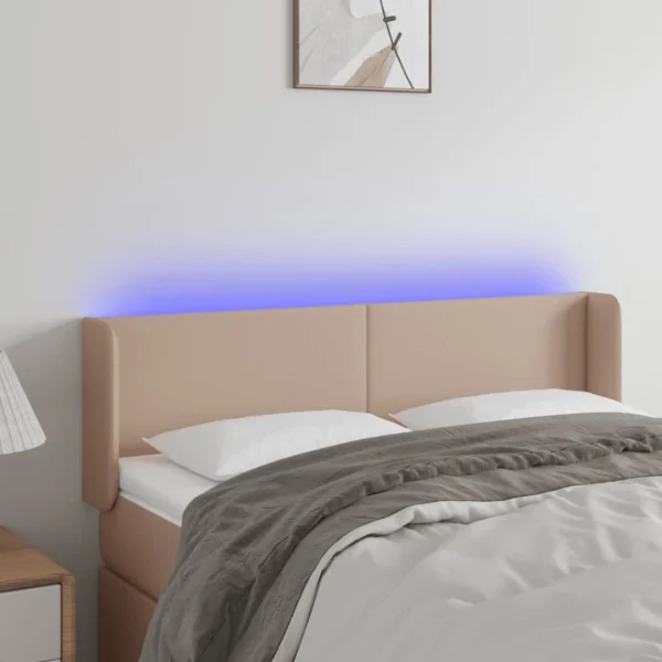 soldes ligne VidaXL Tête De Lit à LED Cappuccino 147x16x78/88 Cm Similicuir 1