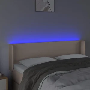 soldes ligne VidaXL Tête De Lit à LED Cappuccino 147x16x78/88 Cm Similicuir 11