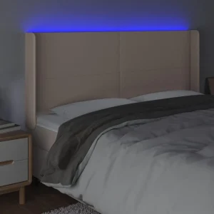 aux meilleurs prix VidaXL Tête De Lit à LED Cappuccino 163x16x118/128 Cm Similicuir 11