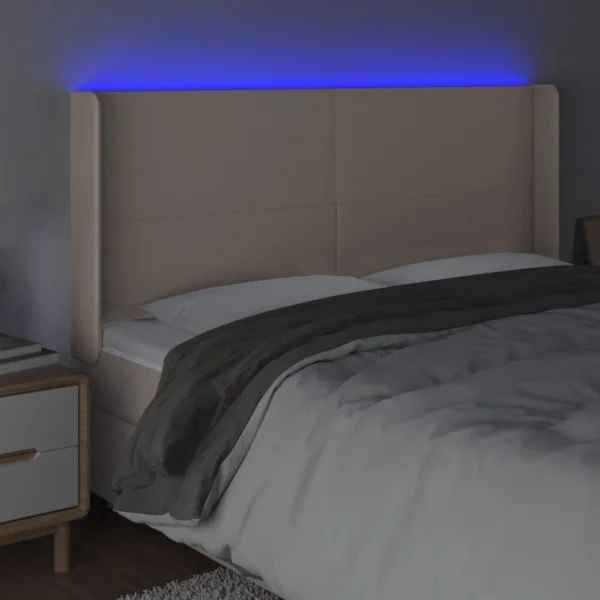aux meilleurs prix VidaXL Tête De Lit à LED Cappuccino 163x16x118/128 Cm Similicuir 4