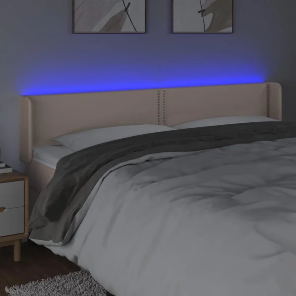 De super promotions disponibles VidaXL Tête De Lit à LED Cappuccino 163x16x78/88 Cm Similicuir 4