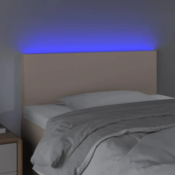 boutique pas cher VidaXL Tête De Lit à LED Cappuccino 90x5x78/88 Cm Similicuir 3