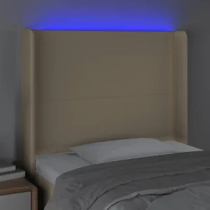 pas cher en vente VidaXL Tête De Lit à LED Crème 103x16x118/128 Cm Tissu 9