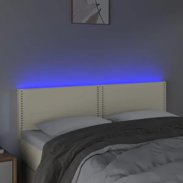 boutiqued pas cher VidaXL Tête De Lit à LED Crème 144x5x78/88 Cm Similicuir 3
